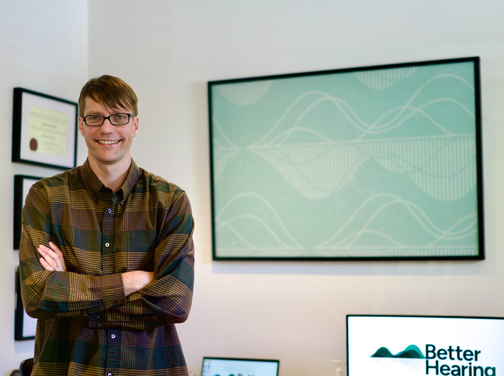 Sam Sloane, Master of Audiology and owner of Better Hearing Co. clinic in Christchurch.