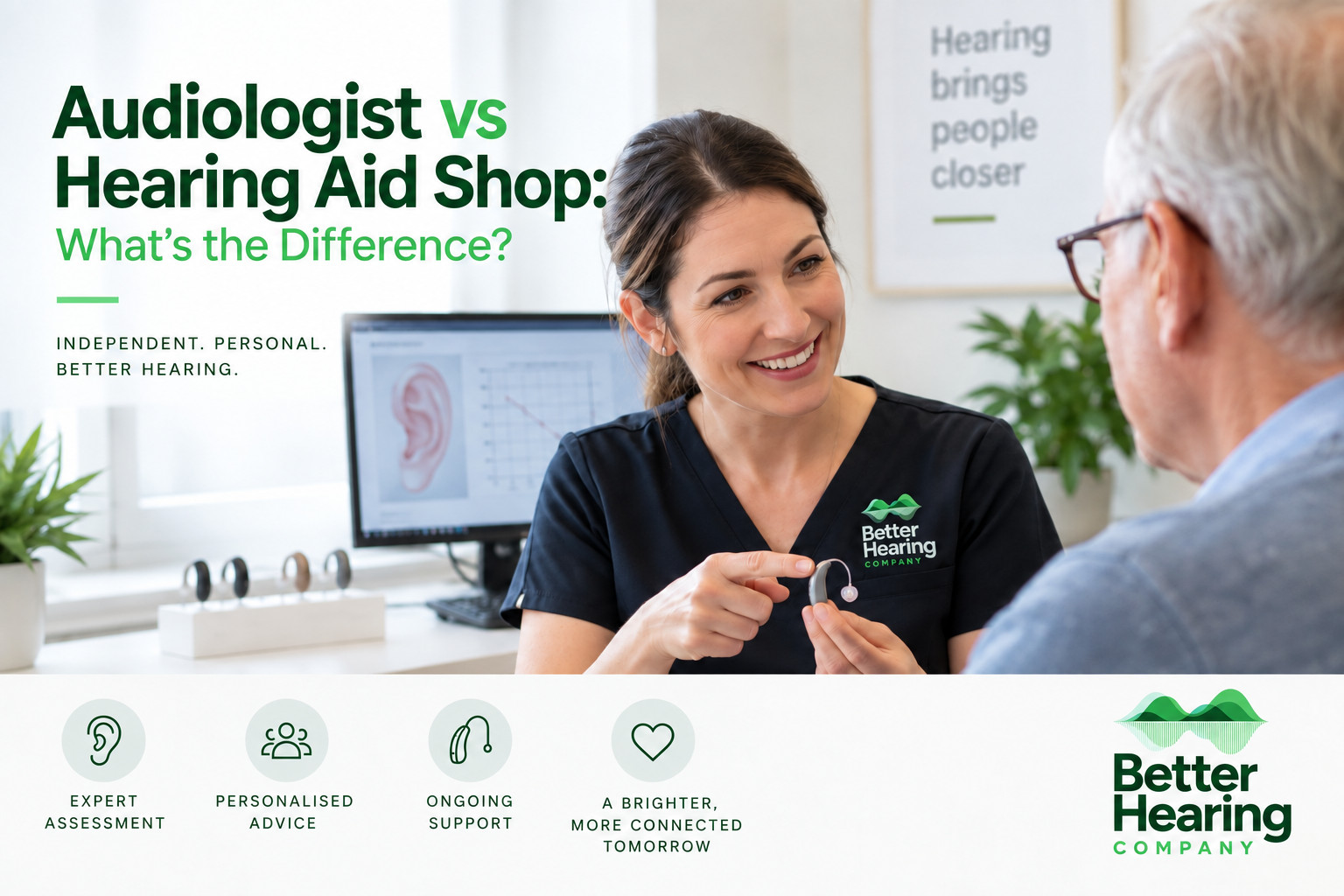 Audiologist in Christchurch discussing hearing aid options with a patient